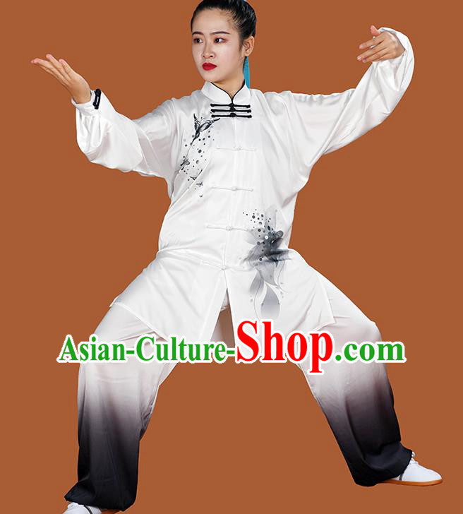 Chinese Kung Fu Tai Ji Training Clothing Tai Chi Performance Suits Martial Arts Competition Ink Painting Butterfly Outfits