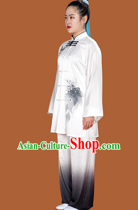 Chinese Kung Fu Tai Ji Training Clothing Tai Chi Performance Suits Martial Arts Competition Ink Painting Butterfly Outfits