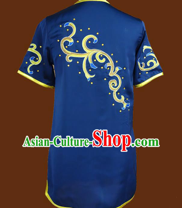 China Kung Fu Nanquan Uniforms Martial Arts Performance Garment Costumes Wu Shu Embroidered Navy Suits