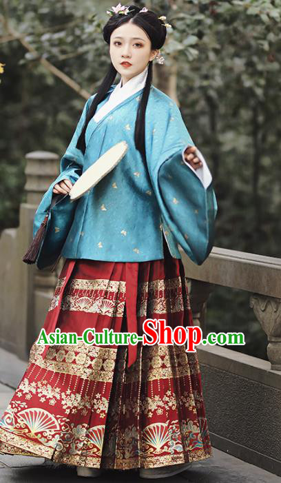 China Ming Dynasty Noble Princess Historical Garment Costumes Ancient Court Lady Infanta Hanfu Dress Clothing