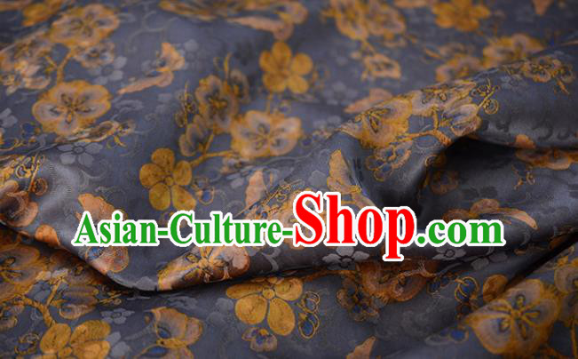 Chinese High Quality Cheongsam Cloth Classical Plum Pattern DIY Fabric Silk Fabric Blue Gambiered Guangdong Gauze