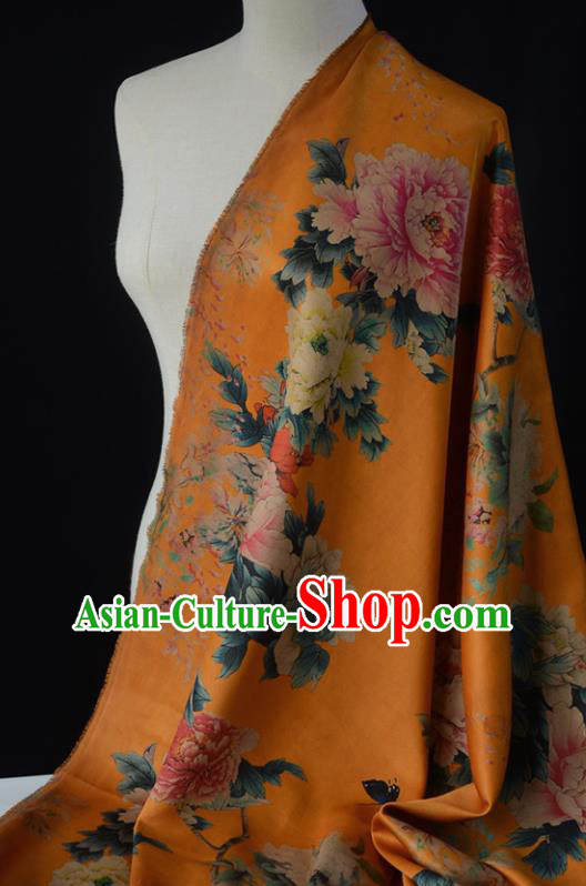 High Quality Chinese Qipao Cheongsam Fabric DIY Fabric Silk Fabric Yellow Gambiered Guangdong Gauze