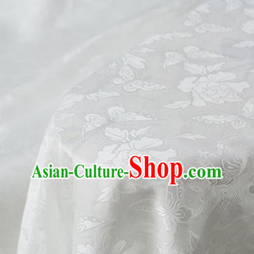 Chinese Classical Peony Butterfly Pattern DIY Fabric Silk Fabric White Gambiered Guangdong Gauze High Quality Cheongsam Cloth