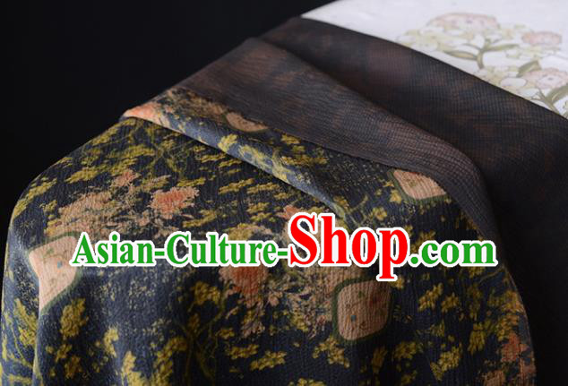 High Quality Chinese DIY Fabric Silk Fabric Navy Gambiered Guangdong Gauze Qipao Cheongsam Cloth