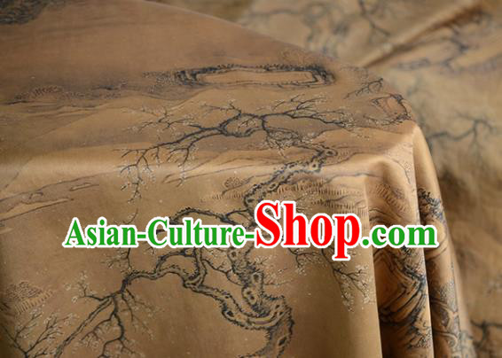 Chinese Silk Fabric Ginger Gambiered Guangdong Gauze High Quality Cheongsam Cloth Classical Pattern DIY Satin Fabric