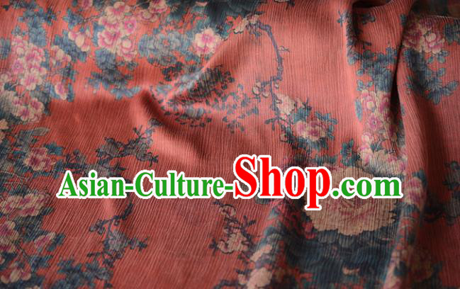 Chinese High Quality Cheongsam Cloth Classical Peony Pattern DIY Satin Fabric Silk Fabric Red Gambiered Guangdong Gauze