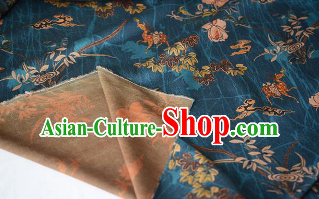 Chinese Silk Fabric Blue Gambiered Guangdong Gauze High Quality Cheongsam Cloth Classical Maple Bamboo Pattern DIY Satin Fabric