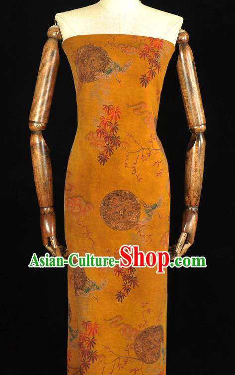 Chinese Yellow Gambiered Guangdong Gauze Cheongsam Cloth Traditional Dragon Pattern DIY Satin Fabric Silk Fabric