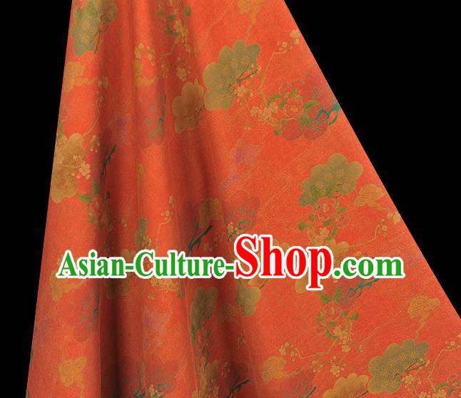 Chinese Red Gambiered Guangdong Gauze Cheongsam Cloth Traditional Flowers Pattern DIY Fabric Silk Fabric