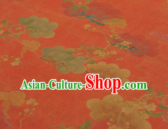 Chinese Red Gambiered Guangdong Gauze Cheongsam Cloth Traditional Flowers Pattern DIY Fabric Silk Fabric