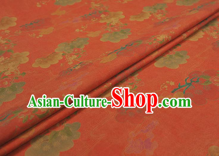 Chinese Red Gambiered Guangdong Gauze Cheongsam Cloth Traditional Flowers Pattern DIY Fabric Silk Fabric