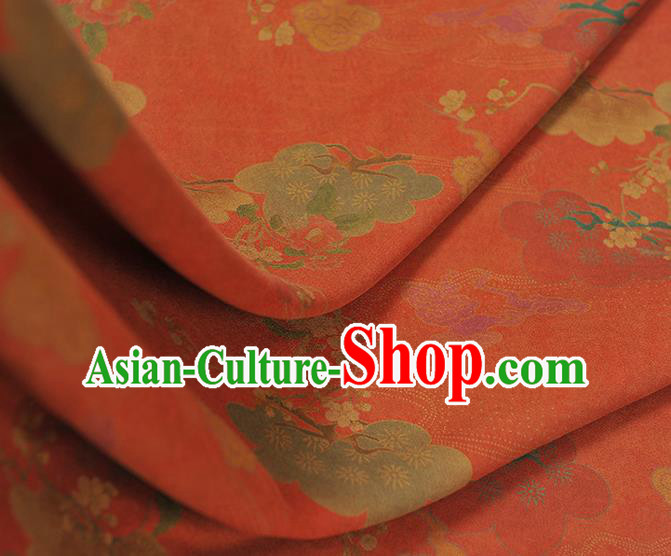 Chinese Red Gambiered Guangdong Gauze Cheongsam Cloth Traditional Flowers Pattern DIY Fabric Silk Fabric