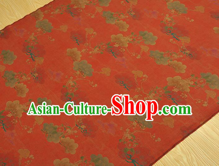 Chinese Red Gambiered Guangdong Gauze Cheongsam Cloth Traditional Flowers Pattern DIY Fabric Silk Fabric