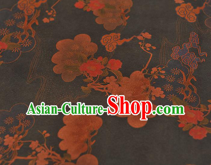 Chinese Traditional Flowers Pattern DIY Fabric Silk Fabric Black Gambiered Guangdong Gauze Cheongsam Cloth