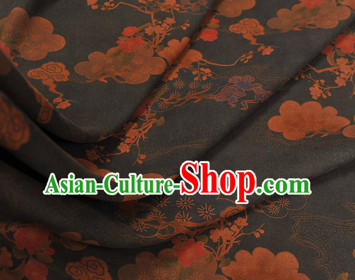 Chinese Traditional Flowers Pattern DIY Fabric Silk Fabric Black Gambiered Guangdong Gauze Cheongsam Cloth