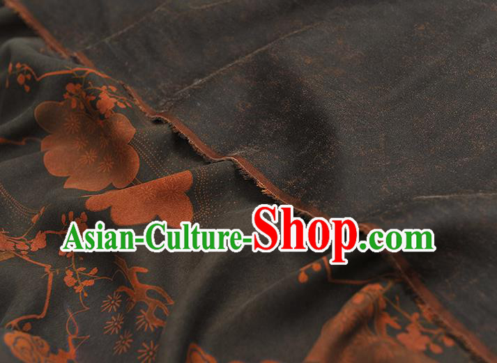Chinese Traditional Flowers Pattern DIY Fabric Silk Fabric Black Gambiered Guangdong Gauze Cheongsam Cloth