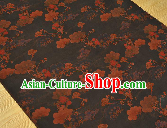 Chinese Traditional Flowers Pattern DIY Fabric Silk Fabric Black Gambiered Guangdong Gauze Cheongsam Cloth