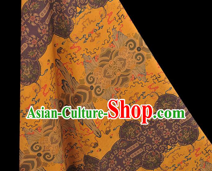 Chinese Traditional Mountain Pattern DIY Fabric Purple Gambiered Guangdong Gauze Cheongsam Silk Cloth