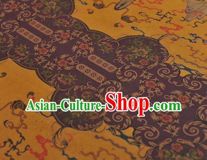Chinese Traditional Mountain Pattern DIY Fabric Purple Gambiered Guangdong Gauze Cheongsam Silk Cloth