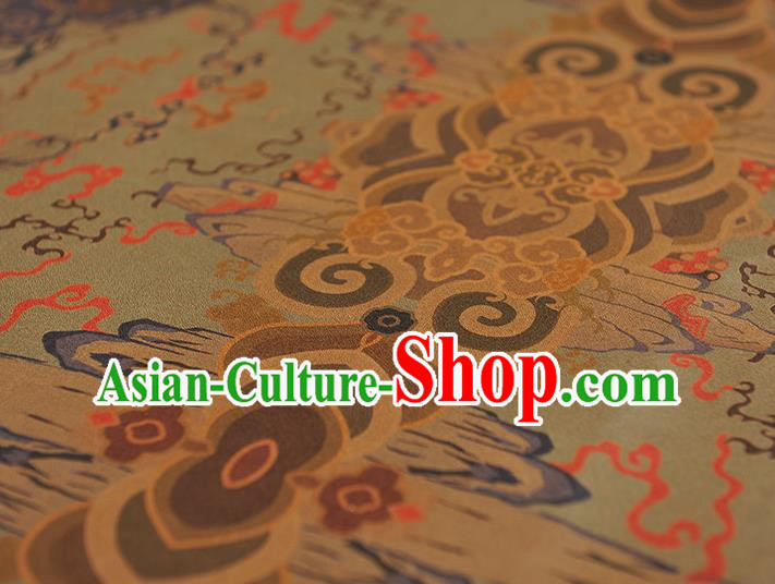 Chinese Cheongsam Silk Cloth Traditional Mountain Pattern DIY Fabric Gambiered Guangdong Gauze
