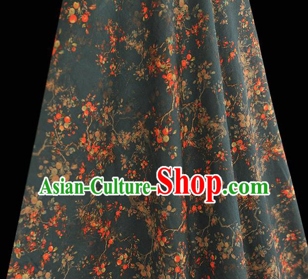 Chinese Navy Gambiered Guangdong Gauze Traditional Ormosia Pattern DIY Dress Fabric Cheongsam Silk Cloth