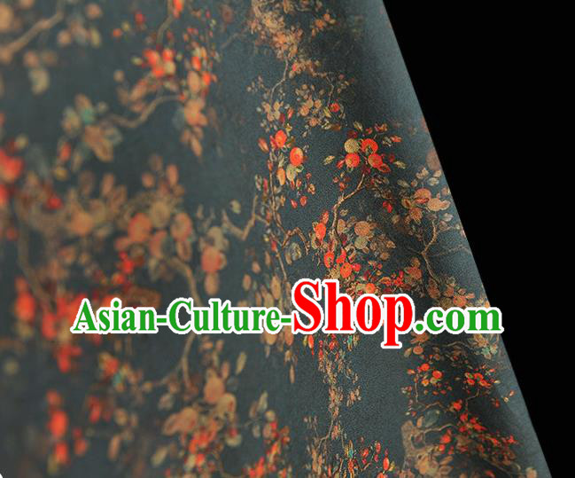 Chinese Navy Gambiered Guangdong Gauze Traditional Ormosia Pattern DIY Dress Fabric Cheongsam Silk Cloth