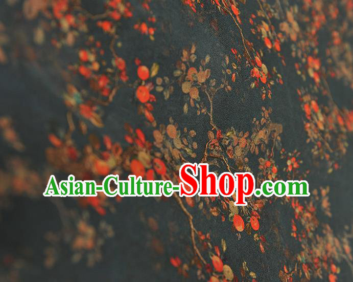 Chinese Navy Gambiered Guangdong Gauze Traditional Ormosia Pattern DIY Dress Fabric Cheongsam Silk Cloth