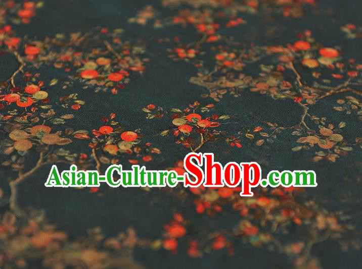 Chinese Navy Gambiered Guangdong Gauze Traditional Ormosia Pattern DIY Dress Fabric Cheongsam Silk Cloth