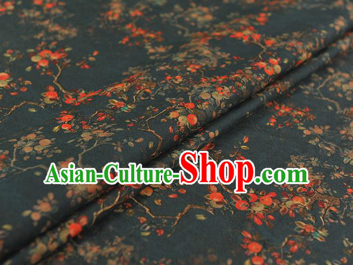 Chinese Navy Gambiered Guangdong Gauze Traditional Ormosia Pattern DIY Dress Fabric Cheongsam Silk Cloth