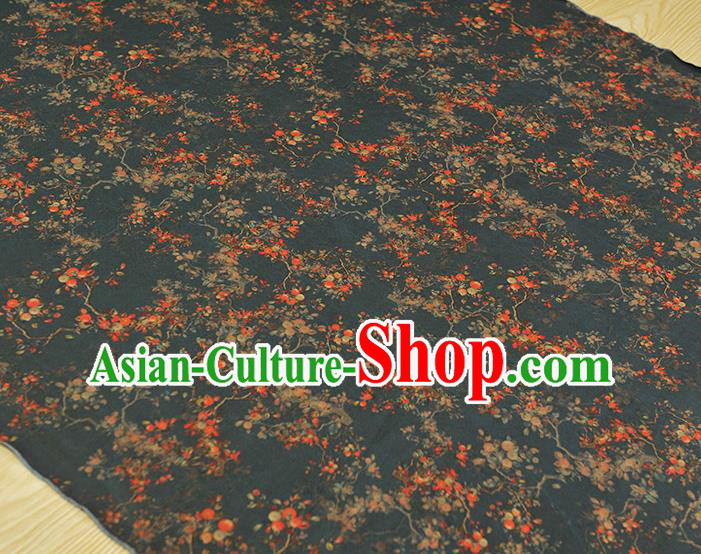 Chinese Navy Gambiered Guangdong Gauze Traditional Ormosia Pattern DIY Dress Fabric Cheongsam Silk Cloth