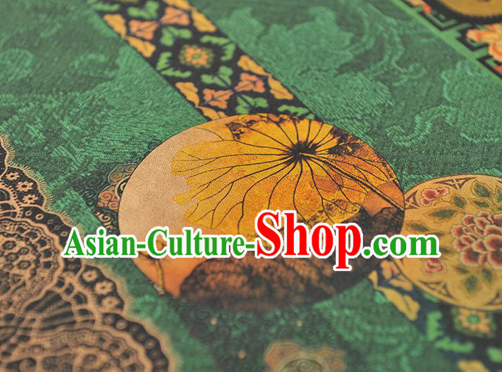 Chinese Traditional Flowers Pattern Dress Fabric Cheongsam Silk Cloth Green Gambiered Guangdong Gauze
