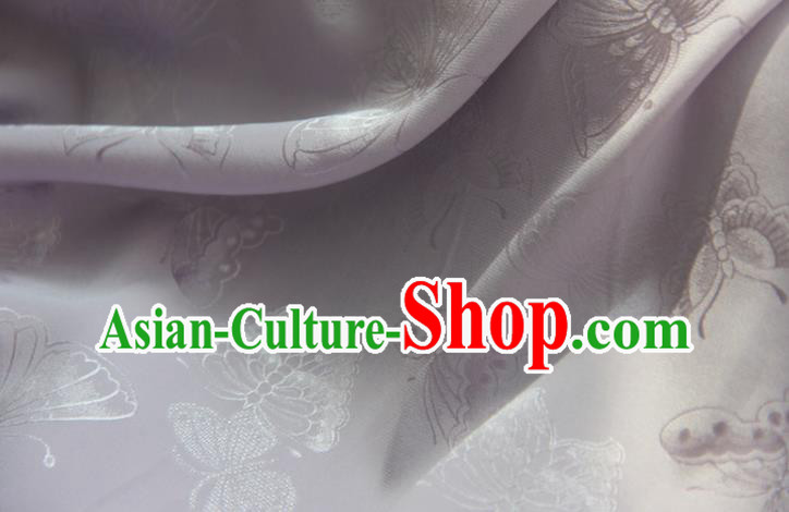 Chinese Traditional Cheongsam Jacquard Drapery Silk Fabric Classical Butterfly Pattern Brocade Lilac Satin Cloth