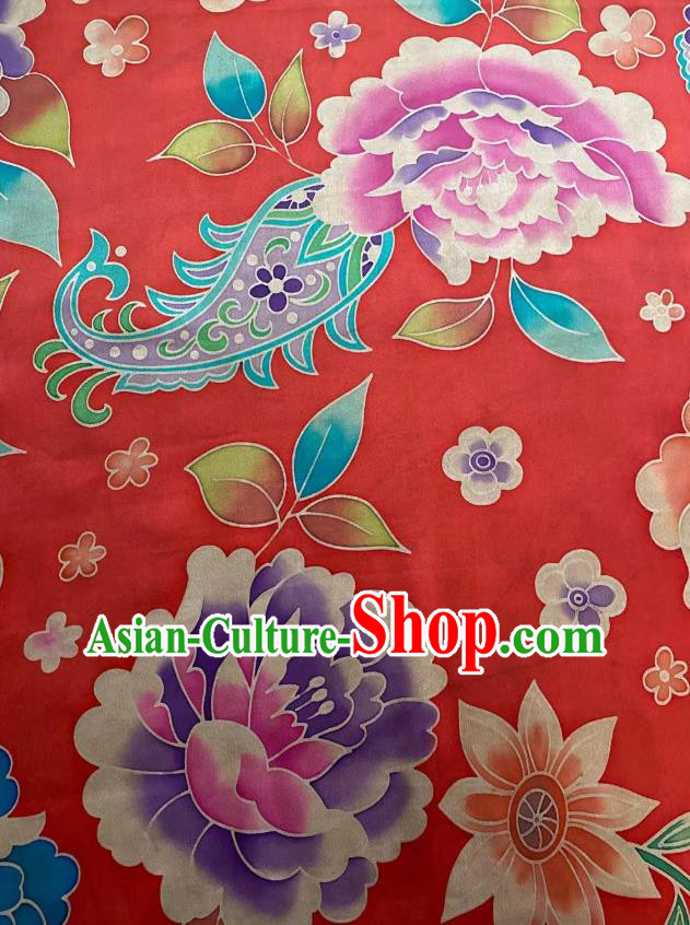 Chinese Silk Fabric Classical Pattern Brocade Red Satin Cloth Traditional Cheongsam Jacquard Drapery