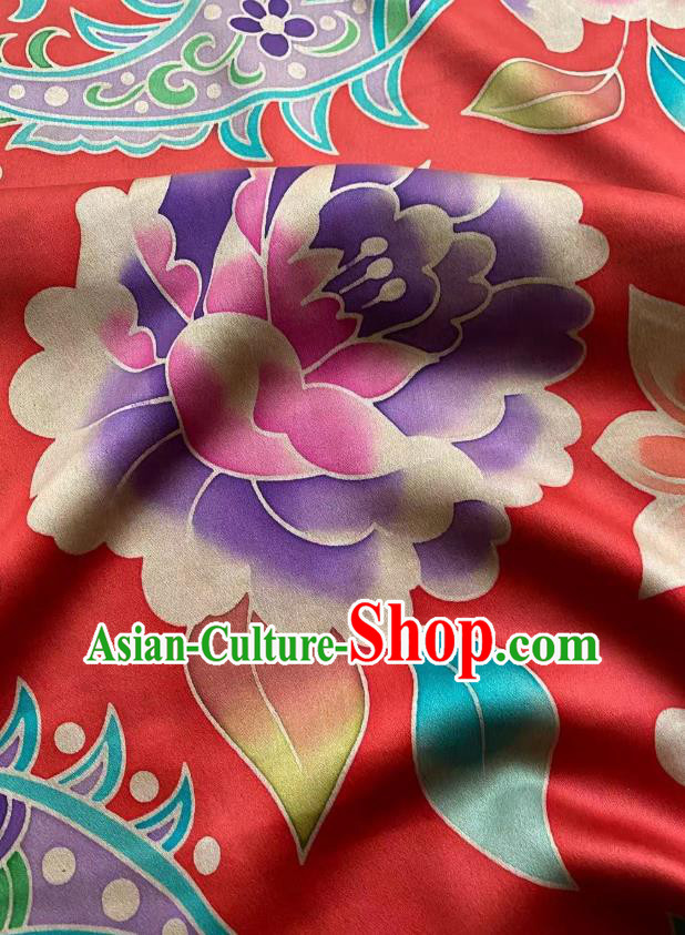 Chinese Silk Fabric Classical Pattern Brocade Red Satin Cloth Traditional Cheongsam Jacquard Drapery
