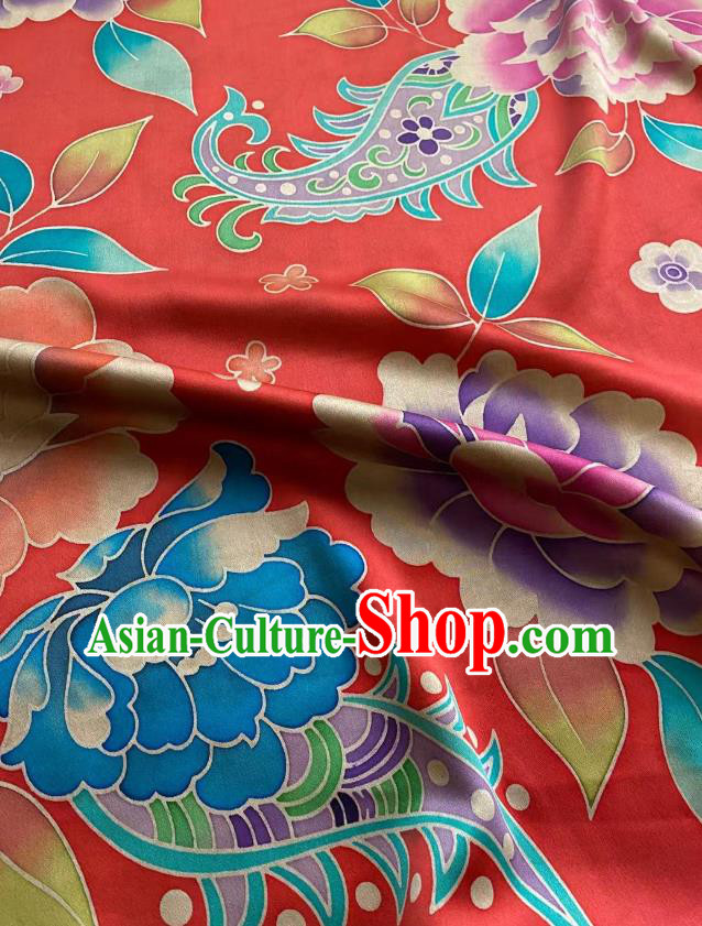 Chinese Silk Fabric Classical Pattern Brocade Red Satin Cloth Traditional Cheongsam Jacquard Drapery
