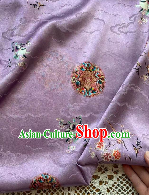 Chinese Lilac Tapestry Cloth Traditional Qipao Dress Jacquard Drapery Silk Fabric Classical Pattern Brocade