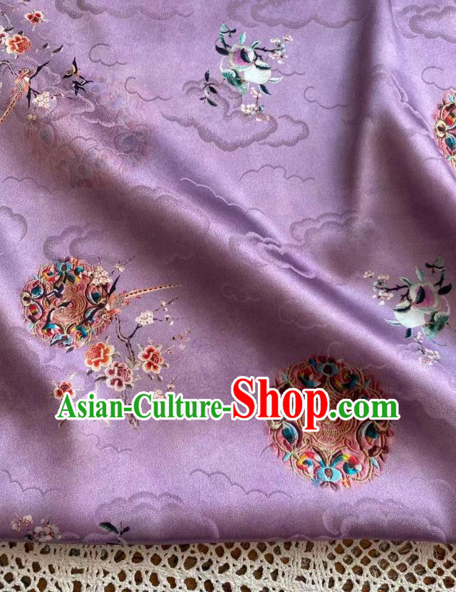 Chinese Lilac Tapestry Cloth Traditional Qipao Dress Jacquard Drapery Silk Fabric Classical Pattern Brocade