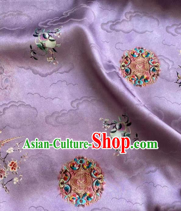 Chinese Lilac Tapestry Cloth Traditional Qipao Dress Jacquard Drapery Silk Fabric Classical Pattern Brocade