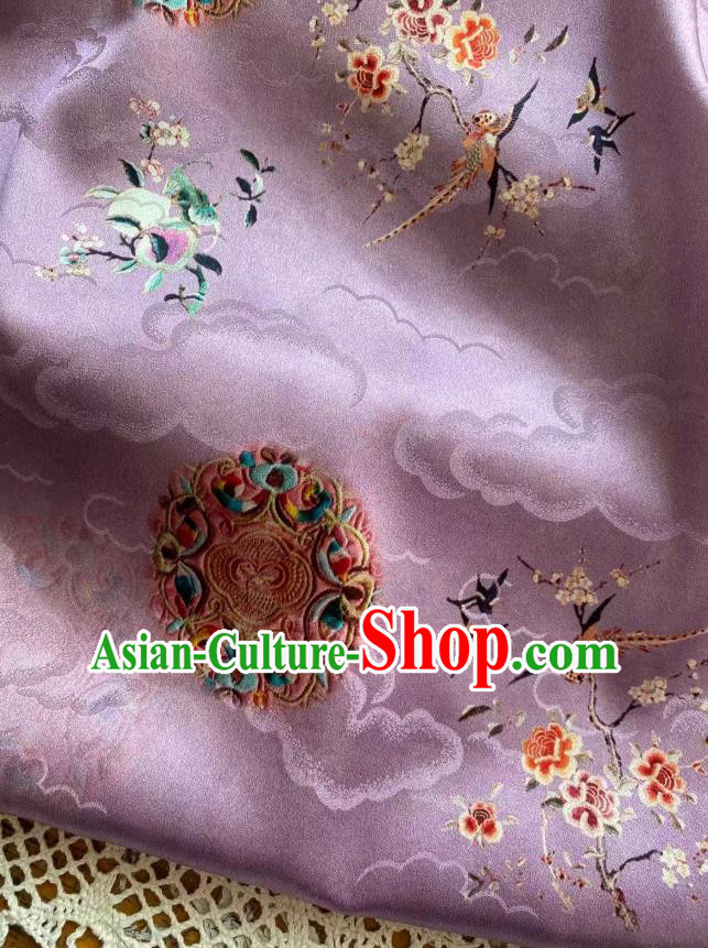 Chinese Lilac Tapestry Cloth Traditional Qipao Dress Jacquard Drapery Silk Fabric Classical Pattern Brocade