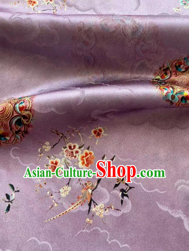 Chinese Lilac Tapestry Cloth Traditional Qipao Dress Jacquard Drapery Silk Fabric Classical Pattern Brocade