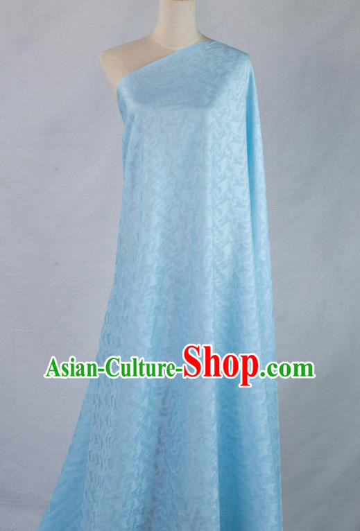 Chinese Silk Fabric Classical Cloud Pattern Blue Brocade Tapestry Cloth Traditional Qipao Dress Jacquard Drapery