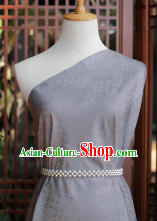 Chinese Traditional Qipao Dress Jacquard Drapery Silk Fabric Classical Eight Treasures Pattern Brocade Grey Tapestry Cloth