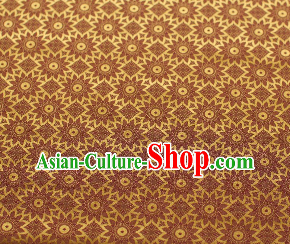 Chinese Silk Fabric Classical Flowers Pattern Orange Brocade Jacquard Tapestry Cloth Traditional Qipao Dress Drapery