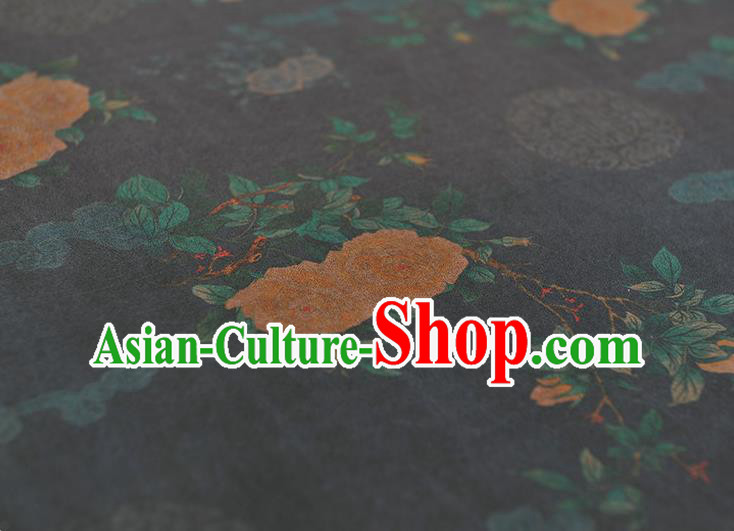Top Chinese Traditional Roses Pattern Dress Cloth Cheongsam Silk Fabric Navy Gambiered Guangdong Gauze