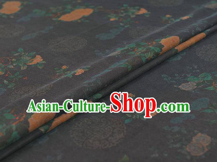 Top Chinese Traditional Roses Pattern Dress Cloth Cheongsam Silk Fabric Navy Gambiered Guangdong Gauze
