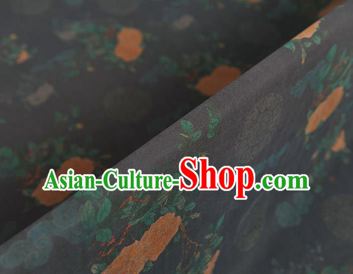 Top Chinese Traditional Roses Pattern Dress Cloth Cheongsam Silk Fabric Navy Gambiered Guangdong Gauze