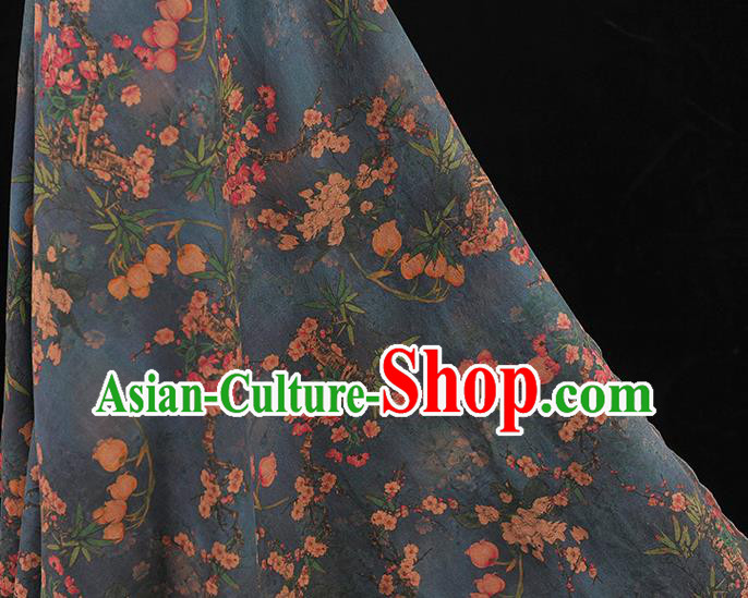 Top Chinese Traditional Convallaria Pattern Dress Cloth Cheongsam Silk Fabric Blue Gambiered Guangdong Gauze