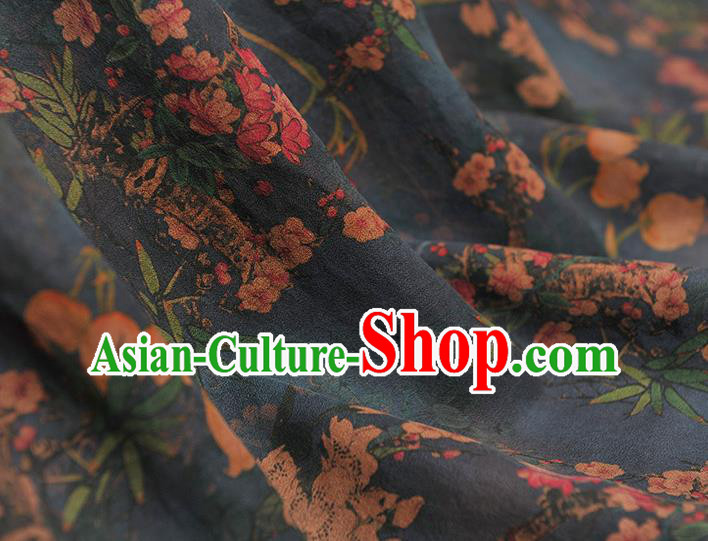 Top Chinese Traditional Convallaria Pattern Dress Cloth Cheongsam Silk Fabric Blue Gambiered Guangdong Gauze