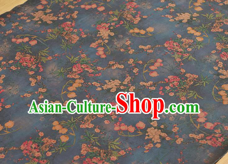 Top Chinese Traditional Convallaria Pattern Dress Cloth Cheongsam Silk Fabric Blue Gambiered Guangdong Gauze