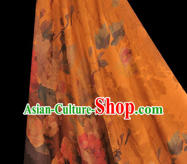 Top Chinese Cheongsam Silk Fabric Classical Gambiered Guangdong Gauze Traditional Jacquard Ginger Brocade Cloth